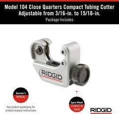 Model 104 Close Quarters Tubing Cutter, 3/16-inch to 15/16-inch Tube Cutter