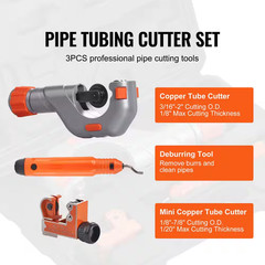 3PCS Tubing Cutter Set-Heavy Duty Pipe Cutter 3/16-2 In. OD Mini Tube Cutter 1/8