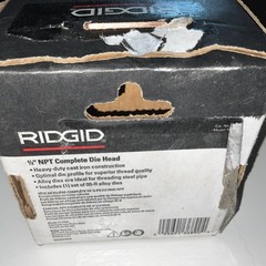 RIDGID 1/2 MANUAL RACHET NTP PIPE THREADING RH DIE HEAD + ALLOY DIES #36890R
