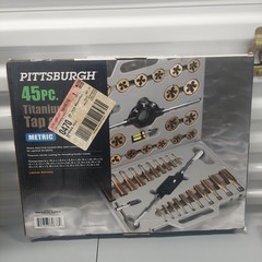 PITTSBURGH 45pc Titanium Nitride Metric Tap & Die Set &ndash; Thread Repair & Creation