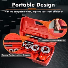 Ratchet Pipe Threader Kit 6 Dies 1/4 3/8 1/2 3/4 1 1-1/4 Inch with Storage Case