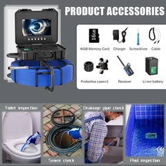 Sewer Drain Camera w/ 512hz Locator Pipe Inspection Camera Self Leveling 50m