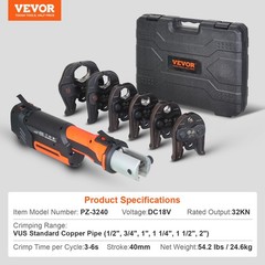1/2&Prime;-2&Prime; Pro Press Tool Pipe Crimping Kit with 6 Jaws DC18V PZ-3240