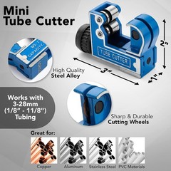 Copper Pipe Tubing Cutter &ndash; Mini Tube Cutter Tool for 1/8&Prime; 1/4&Prime; 1/2&Prime; to 1 1/8&hellip;