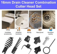 8PCS Drain Snake Drill Attachments &ndash; Auger & Cutter Head Set for Machines &ndash; US