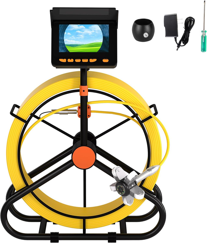 50Ft Waterproof Sewer Camera with 6 Lights & 4.3&rdquo; Screen for Pipe Inspection