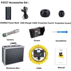 50M 17mm Handheld Sewer Camera 1000TVL Pipe Inspection Camera 4.3&Prime; Monitor