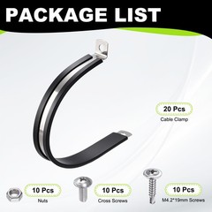 20pcs 2-5/8 Inch Stainless Steel Cable Clamp Set Conduit Wire Holder Strap Clip