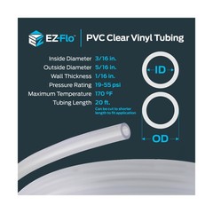 Eastman 3/16 Inch ID (5/16 Inch OD) PVC Clear Vinyl Tubing, 20 Foot Length, 9&hellip;