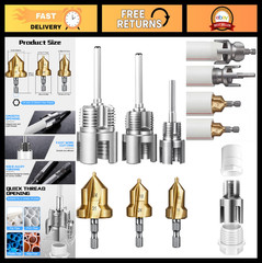 Dual Function Pipe Threading & Reaming Tool Kit for PVC &ndash; 3 Set (1/2&rdquo;, 3/4&rdquo;, 1&rdquo;)