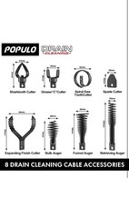 POPULO 8-Piece Drain Snake Drill Attachment Tackle Any Clog 5/16&rdquo; to 3/4&rdquo;