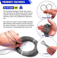 /Wire Rope Crimping Tool Kit Up To 2.2mm Swaging Tool With 165FT 1/16&rdquo; 304 stai