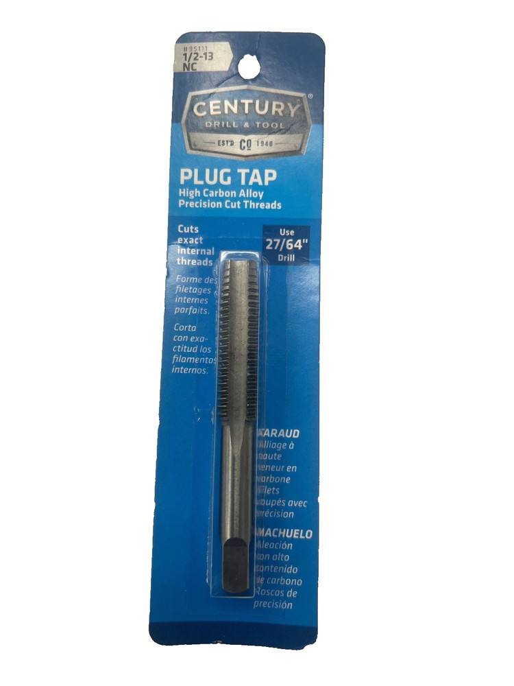 Century Drill & Tool &frac12;-13 NC Carbon Steel Metric Plug Tap (95111)