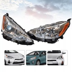 Halogen Headlight Assembly for Toyota Prius C 2012-2014 Black Housing Pair