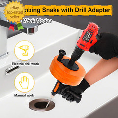 Drain Auger 50FT, Drain Snake with Drill Adapter, Plumbing Snake Clog Remover Us