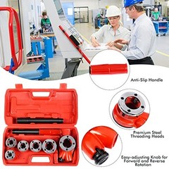 Ratchet Pipe Threader Kit 6 Dies 1/4 3/8 1/2 3/4 1 1-1/4 Inch with Storage Case