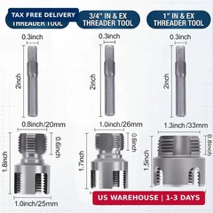 3Pcs Integrated Internal & External Pipe Threading Tool, Dual-Function Pipe