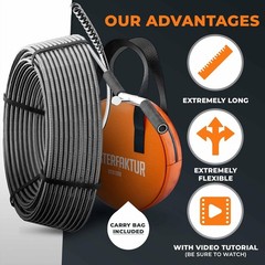 drain snake 3.0 [100 FT] &ndash; extremely long &ndash; Ideal plumbing snake for heavy & &hellip;