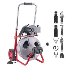 VEVOR Drain Cleaner Machine 75FT x 3/8 Inch Auto Feed with Wheels & 8 Cutters