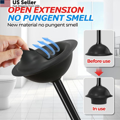 FORASTO Toilet Plunger with Holder,Plungers for Bathroom 1Pack, Black