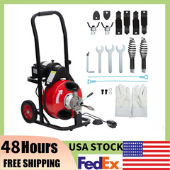 100 FT x 1/2&Prime; Drain Cleaner Electric Sewer Snake Cleaning Machine 110V w/ Gloves