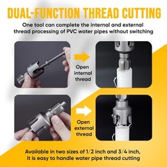2Pcs Integrated Internal & External Pipe Threading Tool 1/2&rdquo;&3/4&rdquo; Water Pipe