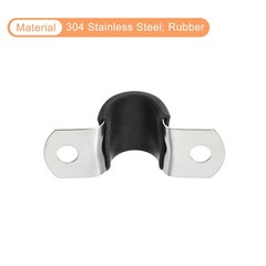 12Pcs 14mm Cable Clamp U Shape Stainless Steel Rubber Cushioned Pipe Strap
