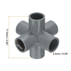 4pcs Tee Fitting 1/2&Prime; 6 Ways Connector Build Grade Pipe Coupling Gray