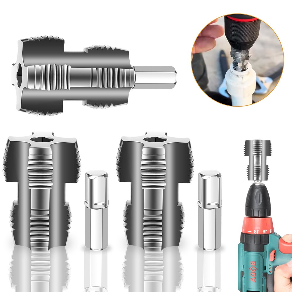 3Pcs 1/2&rdquo; & 3/4&rdquo; Water Pipe Integrated Internal & External Pipe Threading Tool