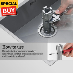 Tub Drain Remover Wrench, Heavy Duty Drain Wrench Aluminum Alloy Wrench for Inst