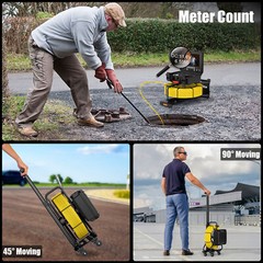 50m Sewer Pipe Inspection Camera with Pull Rod w/ 512hz Self Leveling 9&Prime; Monitor