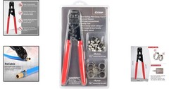 iCrimp Universal PEX Crimping Tool with 30 Stainless Steel Clamps &ndash; 3/8-1 Inch
