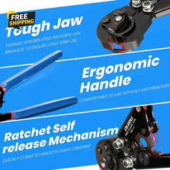 2 in 1 PEX Crimp Tool Ratchet Cinch Clamp Kit 3/8&Prime;-1&Prime; w/ Cutter & 35 Clamps
