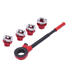 Manual Ratchet Pipe Threading Threader Die Head Handle Set 1/2&rdquo; to 1-1/4&rdquo; BSPT