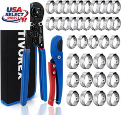 PEX Crimping Tool Kit 2 in 1 Ratchet with Cutter & Clamps