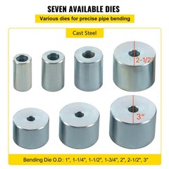 VEVOR Compact Metal Bender 1&Prime;-3&Prime; Bench Flat Bar Rod Bending Brake Bender 7 Dies