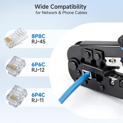 Modular RJ45 Crimp Tool (Ethernet Crimper) with Built-in Wire Cutter and Strippe