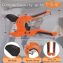 Zantle Lightweight PVC Pipe Cutter with Built-In Safety Lock &ndash; 1-1/4&Prime; O.D.
