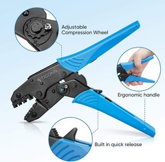 Heat Shrink Connector Crimping Tool &ndash; Ratchet Wire Crimper Pliers &ndash; Blue 30C