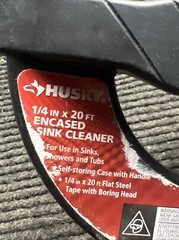 NOS Husky 1/4 in. x 20 ft. Encased Sink Cleaner, 1003 252 872 Snake