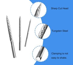 3-Pack Tire Repair Carbide Burr Drill Bit, Reamer Kit, 3mm, 4.5mm, 6mm, Puncture