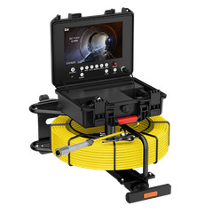 50m Sewer Pipe Inspection Camera w/ 512hz Self Leveling 9&Prime; Monitor Meter Counter