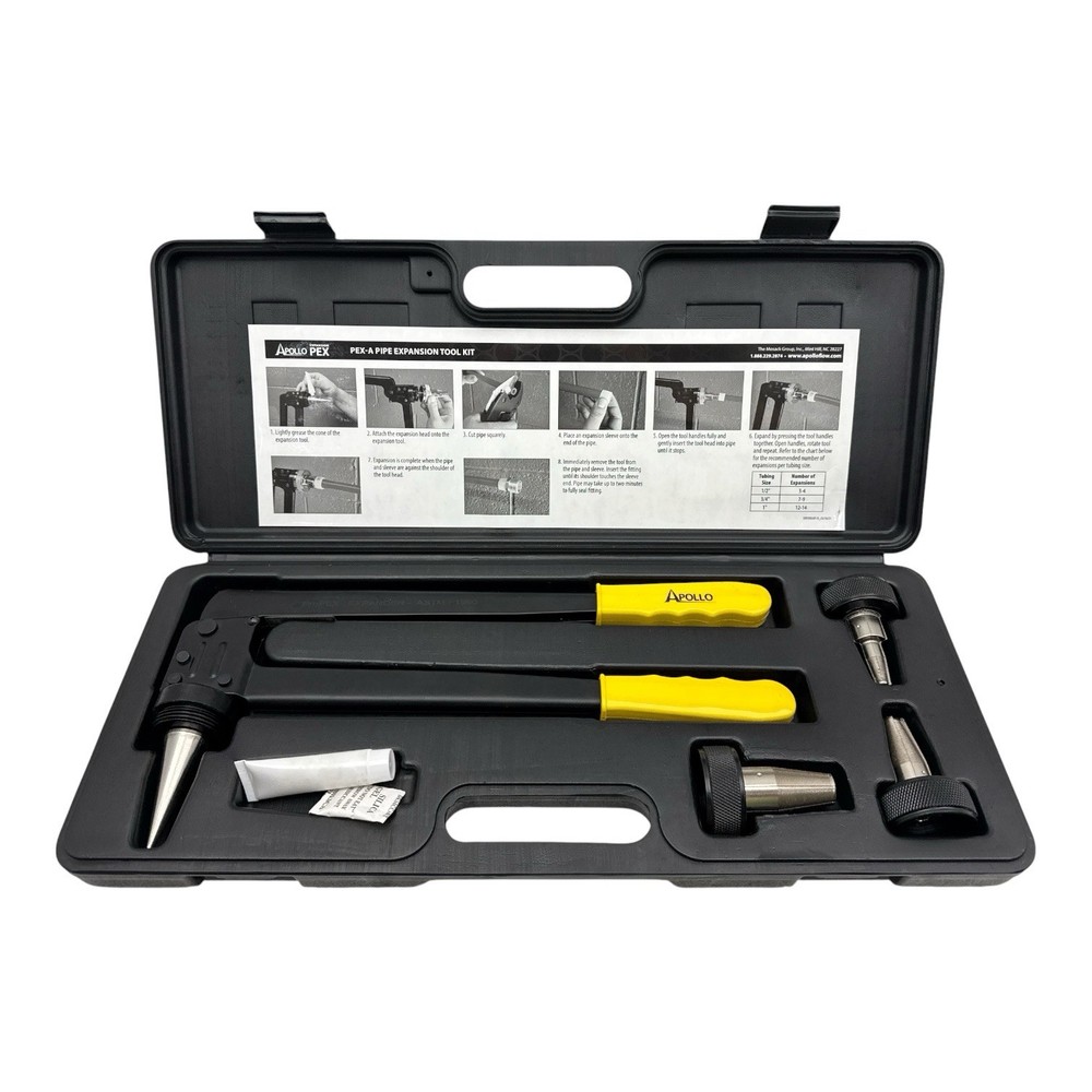 Apollo EPXTOOLKIT PEX-A Expansion Tool Kit w/ 1/2&Prime; , 3/4&Prime; , & 1&Prime; Expander Heads
