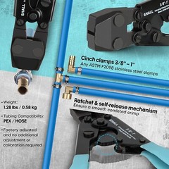 SHALL PEX CLAMP CRIMPING TOOL & CUTTER, ASTM 2098 for 3/8&Prime;to1&Prime; US