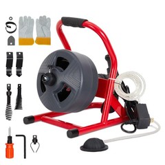 Drain Cleaner Machine 50FT x 5/16 Inch Electric Drain Auger w/ 6 Cutters ,Gloves