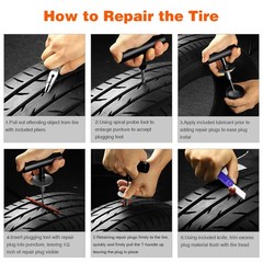 Tire Repair Kit, 102 Pcs Heavy Duty Plug Kit for Car, Universal Black