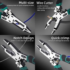 Multifunctional 10-in-1 Wire Stripper Tool, CR-V Cable Cutters and Pliers in Gre