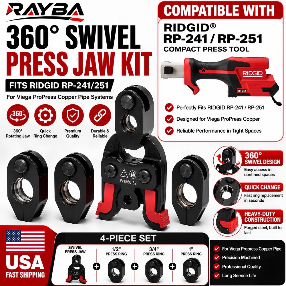 24KN Swivel Jaw Kit for RIDGID RP241 RP251 1/2&rdquo; 3/4&rdquo; 1&rdquo; Viega CTS-V ProPress