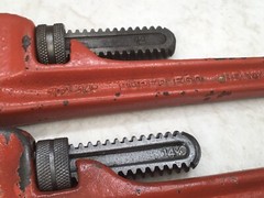 Pipe Wrenches, 14in., 2pc Lot, Super Ego (Spain) And Unbranded(China)
