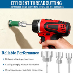 PVC Pipe Threader Set 3PCS 1/2 3/4 1 Inch Drill Powered Threading Tool Kit